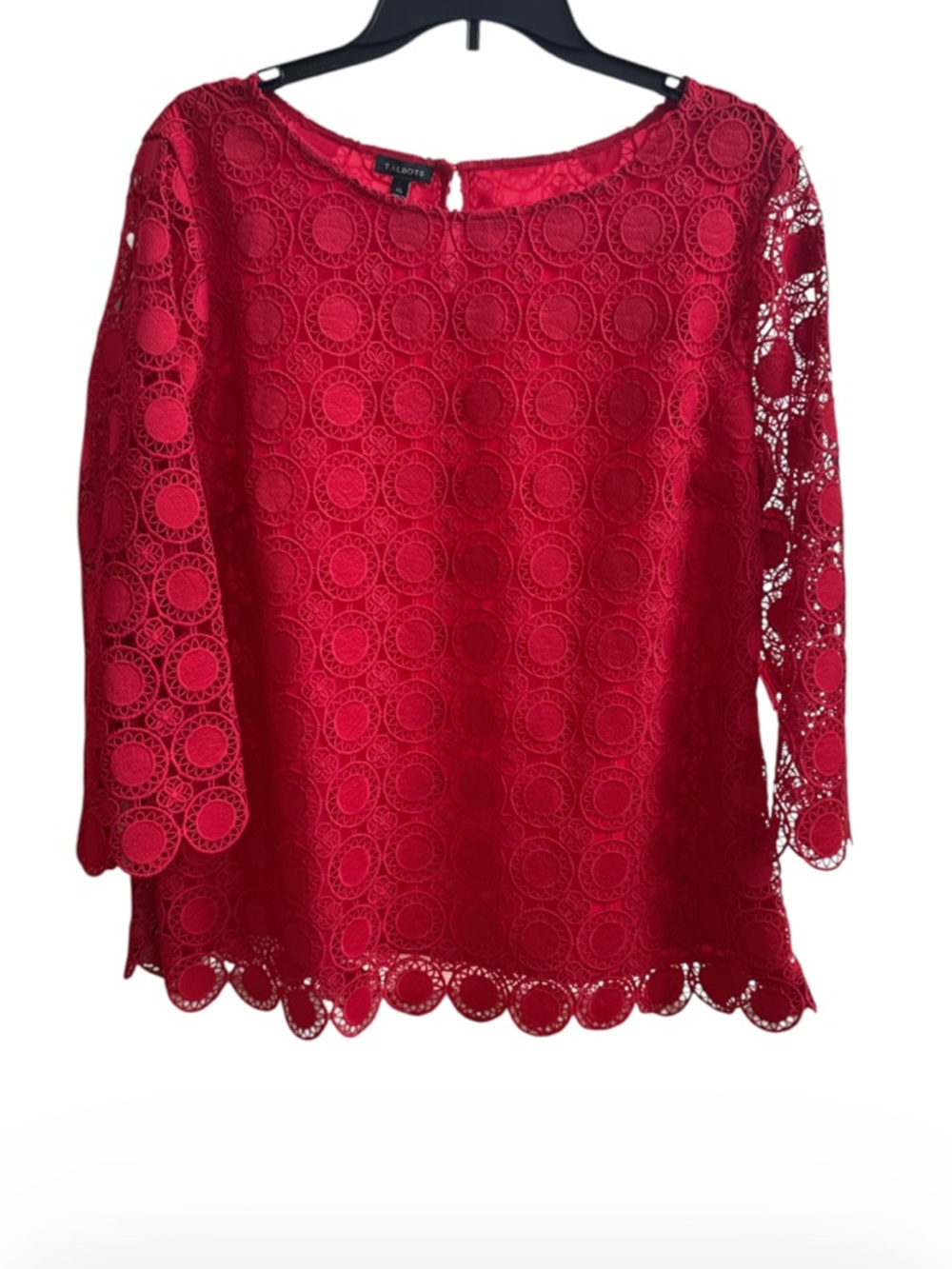 Talbots Medallion Lace Red Top Size XL